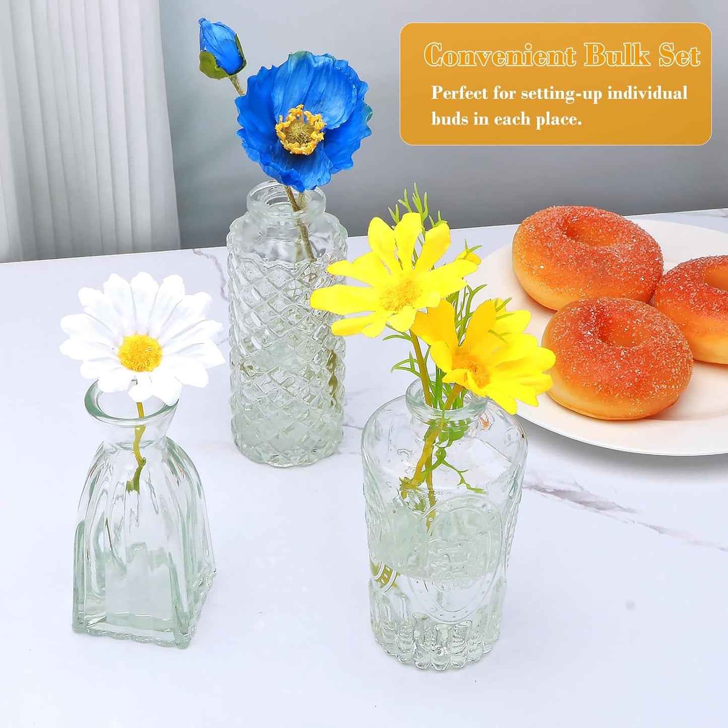 Glass Bud Vase Set of 32 pcs,Bud Vases in Bulk,Small Vases for Centerpieces, Mini Flower Vase Bulk for Rustic Wedding Home Table Decorations