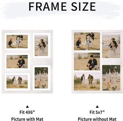 YESKAY 4x6 Picture Frame Collage for Wall Decor, Multiple Photo Collage Frames with Tempered Glass, 7-Opening for 4 x 6 Picture Frames, Rustic Brown, 1 Pack