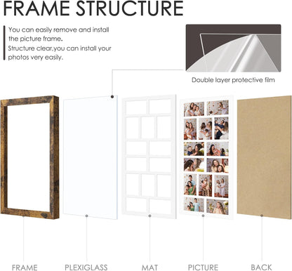 DUENPY 14x26 Collage Picture Frame 4x6 Collage Picture Frame Displays Twelve 4x6 inch Photos Available Horizontal Wall Mounting Display and Vertical Black - Colors A