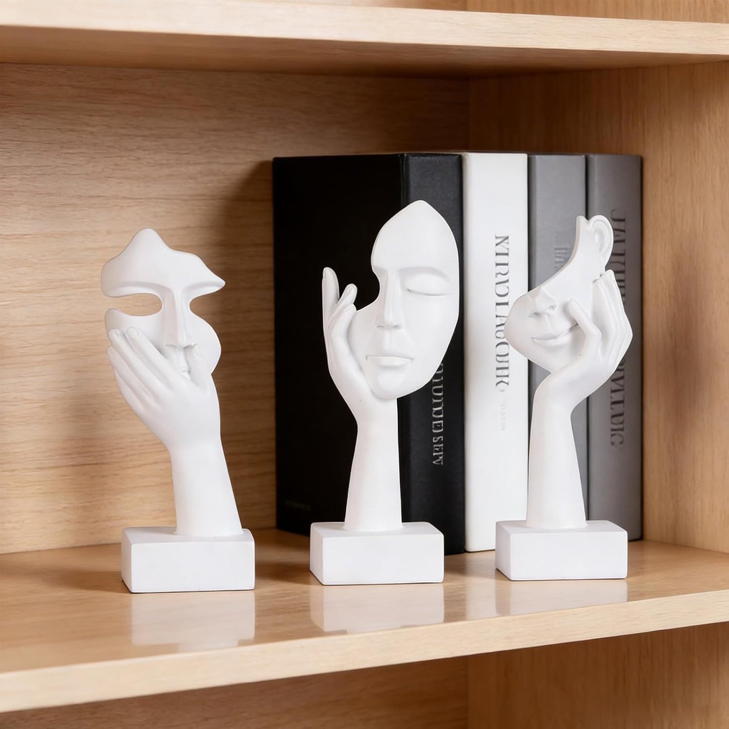 3 Pcs Thinker Small Statue Set - Black Gold Home Decor Abstract Art Figurines for Shelves, Living Room Coffee Table, Office Desktop (3 Pcs Gold, 6")