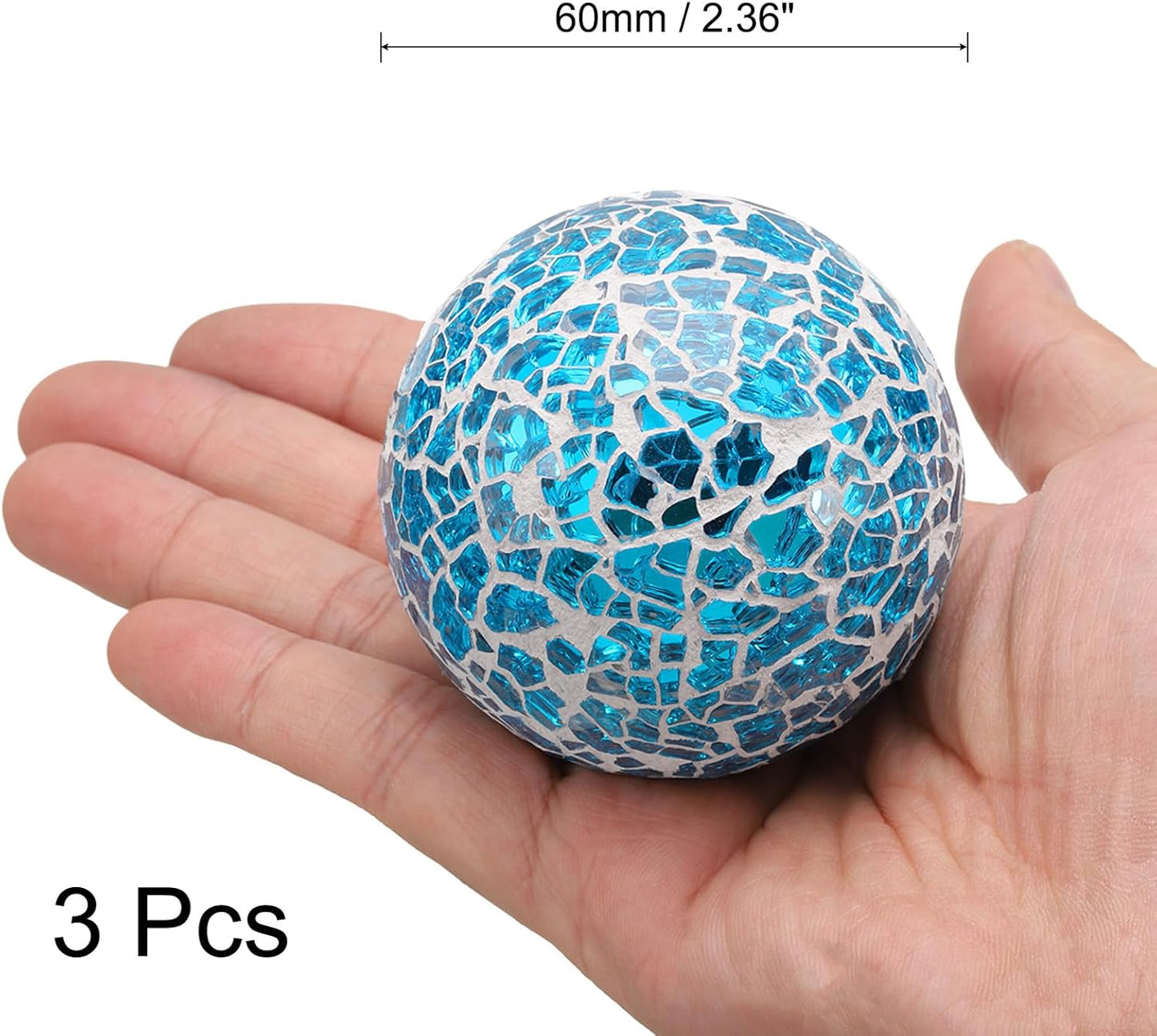 uxcell 3Pcs Decorative Glass Balls 2.36 Inch Orbs Centerpiece Balls Mosaic Glass Ball Sphere for Decor Bowls Vases Dining Table Party, Dark Blue