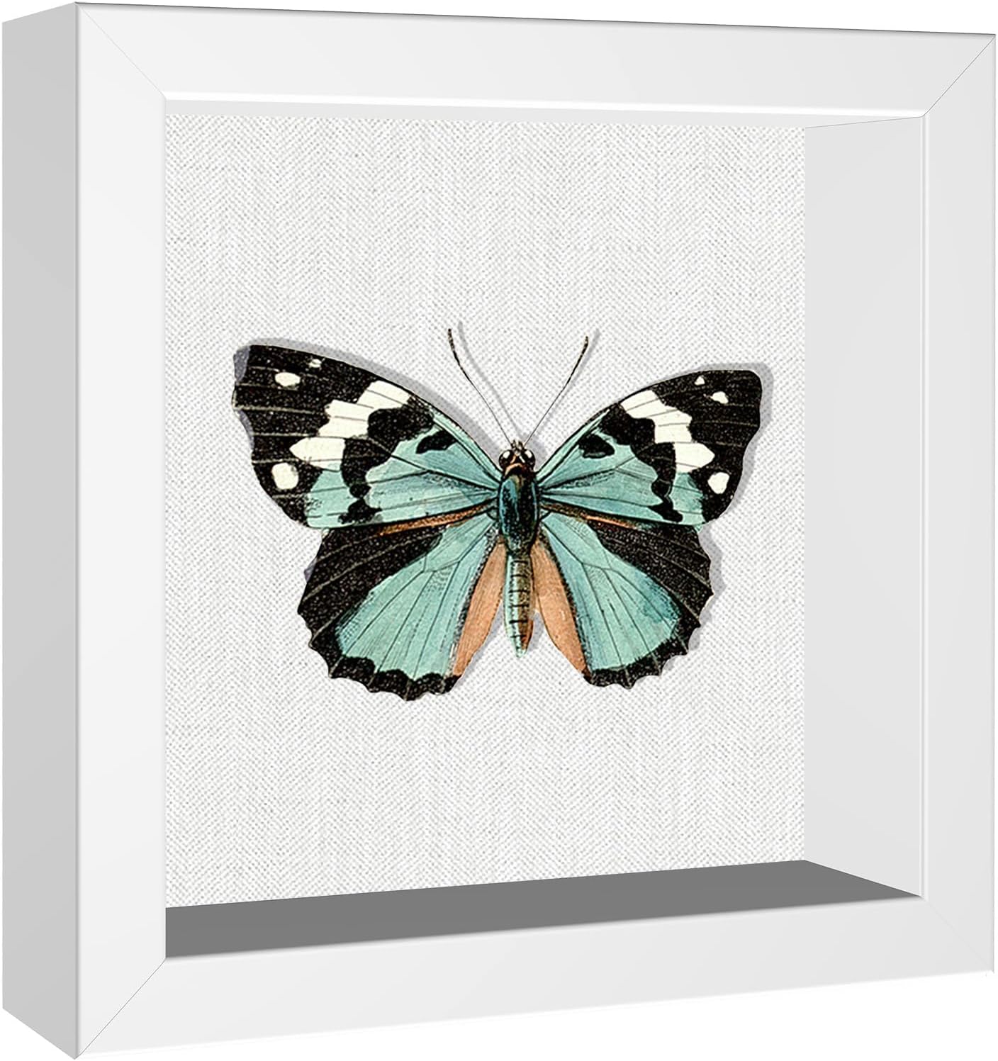 Califortree 8x8 Shadow Box Frame with Soft Linen Back - Push Pins Included, Memory Box Display Case for Flower, Tickets and 3D Items, Black