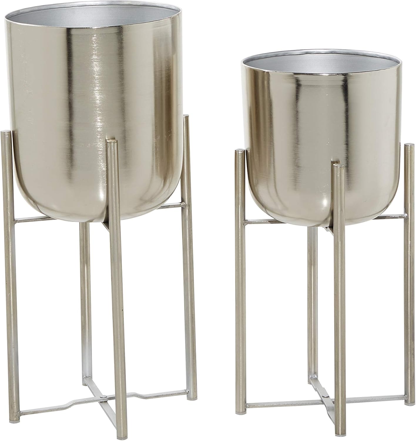 CosmoLiving by Cosmopolitan Metal Indoor Outdoor Planter Dome Large Planter Pot with Removable Stand, Set of 2 Planters 19", 22"H, Gold