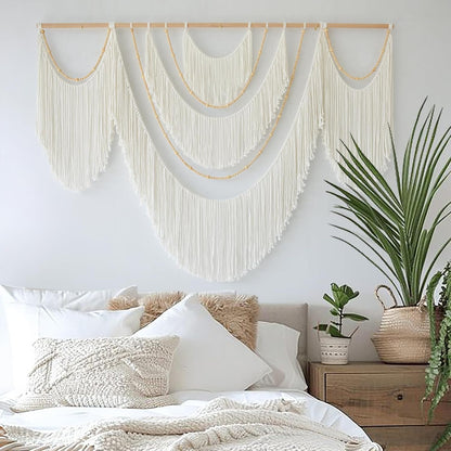 Flber Macrame Wall Hanging Macrame Wall Decor Large-Scale Tie-Dye Tapestry Living Home Room Wall Decor 57" Wx 35" L