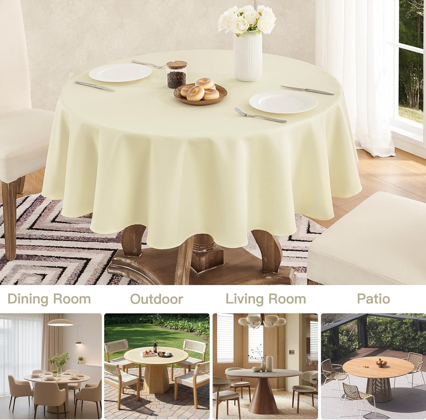 Veblandy Rectangle Tablecloth Waterproof Linen Textured Table Cloth Stain and Wrinkle Resistant Washable, Decorative Fabric Table Cover for Dining, Party and Camping (Sage Green, 52 * 70)