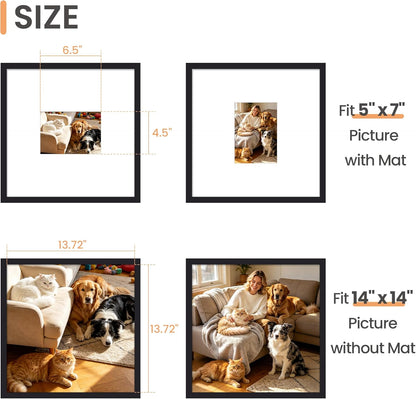 upsimples 8x10 Picture Frame, Display Pictures 5x7 with Mat or 8x10 Without Mat, Wall Hanging Photo Frame, Black, 1 Pack - Colors B