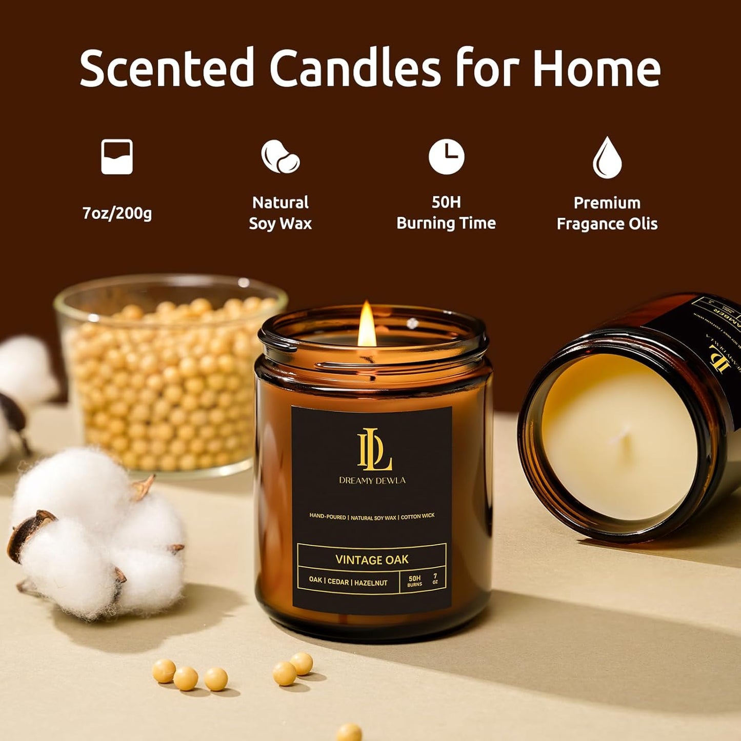 Scented Candles Set, 4 Pack Soy Candles for Home Scented, Candle Gifts for Men Women, Scents of Pineapple Cocktail/Coconut Vanilla/Pink Sands/Bahamian Breeze
