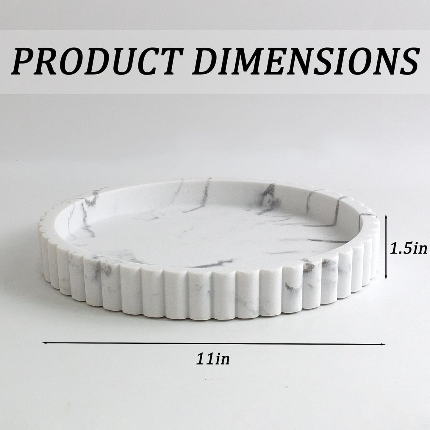 LIN CHUAN Decorative Coffee Table Tray, 11" Round Resin Coffee Table Centerpiece Tray for Home Decor, Modern Organizer for Living Room, Console or Dresser, Beige