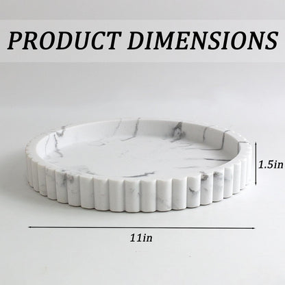 LIN CHUAN Decorative Coffee Table Tray, 11" Round Resin Coffee Table Centerpiece Tray for Home Decor, Modern Organizer for Living Room, Console or Dresser, Beige