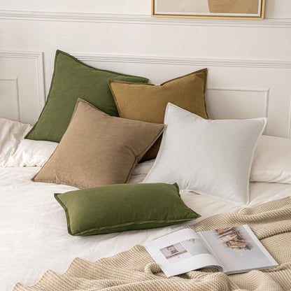 MIULEE Decorative Linen Euro Sham Pillow Covers 26x26 Cream White Boho Farmhouse Neutral Couch Throw Pillows for Bed Pack of 2 Accent Modern Pillowcase Sofa Livingroom Home Decor