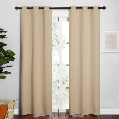 NICETOWN Halloween Pitch Black Solid Thermal Insulated Grommet Blackout Curtains/Drapes for Bedroom Window (2 Panels, 42 inches Wide by 63 inches Long, Black) - Colors D