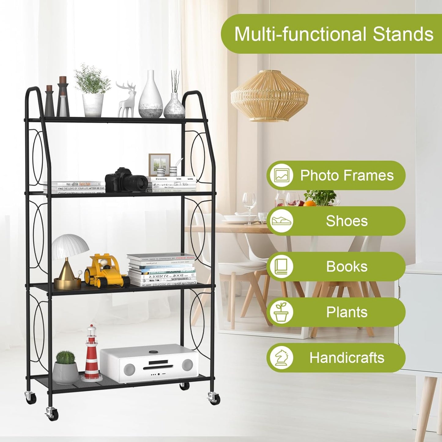 VyGrow Plant Stand, 4 Tier Plant Shelf for Indoor Outdoor, Heavy Duty Metal Tall Plant Stands Holder Rack for Living Room Balcony and Garden, Black