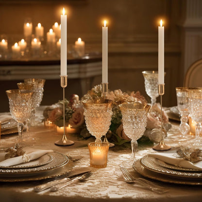 Gold Hurricane Candle Holders Set of 6, Tall Metal Windproof Glass Taper Candle Holder for Candlestick, Candle Sticks Decor, Table Centerpieces for Wedding, Candlelit Dinner Party Fireplace Decoration