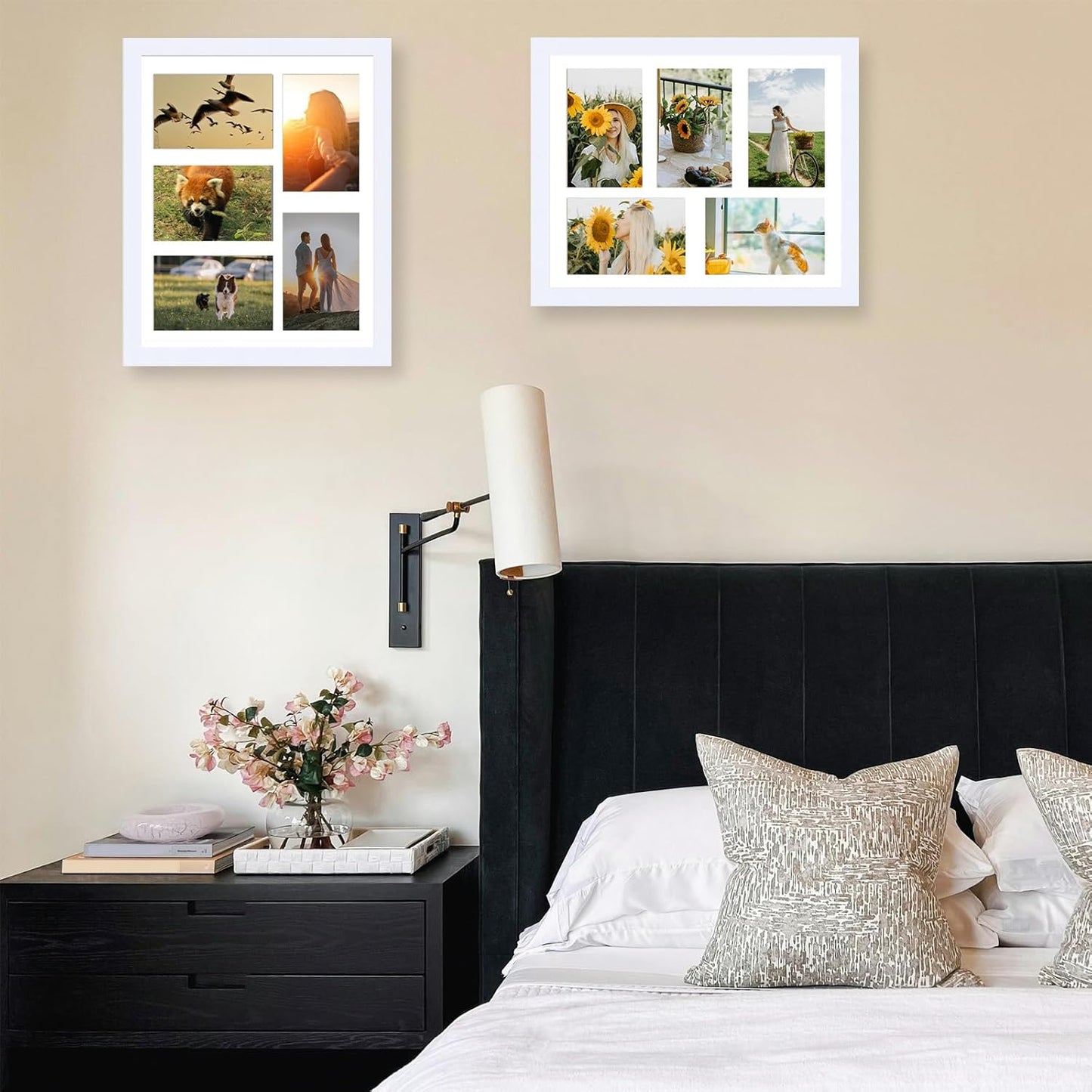 JCJMY 11x14 Picture Frame, 4x6 Collage Picture Frame, Display 5 Pcs 4x6 Photos or 11x14 Picture, Five Opening 4x6 Collage Frame for Wall Hanging, Lightweight 4 x 6 Multi Pictures Frame, Black