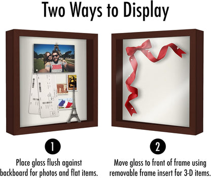 Americanflat 12x16 Shadow Box Frame with Polished Plexiglass - Silhouette Collection - Large Shadow Box Display Case for Tabletop and Wall Display - Black with Soft Felt Back