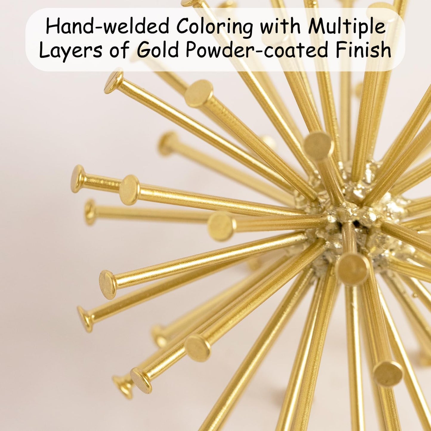 5.5" Gold Metal Geometric Sculpture, Modern Square Decorative Sphere, Small Tabletop Decoration Ball for Home Office Table Shelf Living Room Bedroom Desk Decor