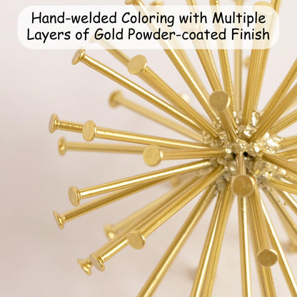 5.5" Gold Metal Geometric Sculpture, Modern Square Decorative Sphere, Small Tabletop Decoration Ball for Home Office Table Shelf Living Room Bedroom Desk Decor