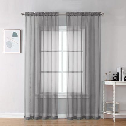 Chyhomenyc Sheer White Valances for Windows 2 Pack, Small Window Curtains for Living Room Bathroom Cafe Laundry Basement, Modern Top Dual Rod Pocket Voile Curtain, 42W x 14L inches, White - Colors C