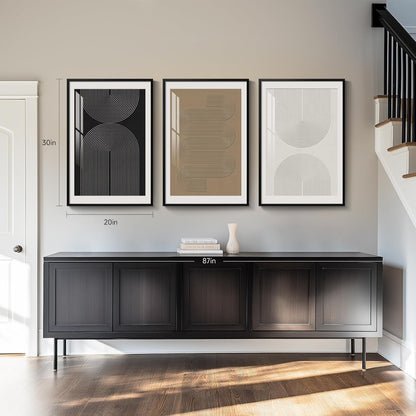 Large Framed Black and White Abstract Wall Art for Living Room, 3 Piece Big Modern Canvas Prints Paintings Artwork for Walls, Minimalist Abstract Art Pictures for Hallway, Office Wall Decor 24x36 In
