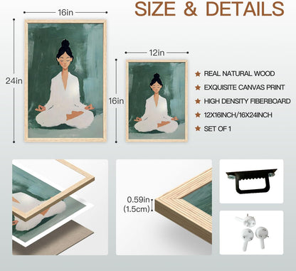 GELDSTEI Calm Zen Botanical Canvas Wall Art, White Lotus Blooming on Stones in Water Aesthetic Pictures, Yoga Spa Meditation Room Decor, Modern Spiritual Poster Prints for Zen Office Framed Set of 3, Each 12x16 Inch
