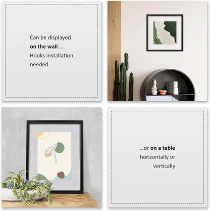 MUYE 11x14 Floating Frame Set of 2,Double Glass Rustic Frame,Display Any Size Photo up to 11x14,Wall Mount or Tabletop Standing,Natural
