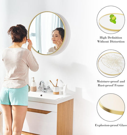 NEWBULIG Gold Round Wall Mirror 36 Inch, Bathroom Mirrors for Over Sink, Wall Decor for Bathroom, Entryway, Bedroom, Vanity
