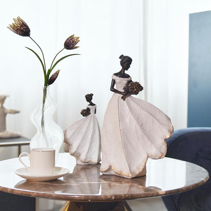 Guichifun Fairy Statue Collection Home Decoration - Leaf Angel Girls Resin Modern Table Decor for Living Room Office Sculpture Decor for Women Indoor Rustic Figurines Gift 5 x 3 x 7.5 Inch