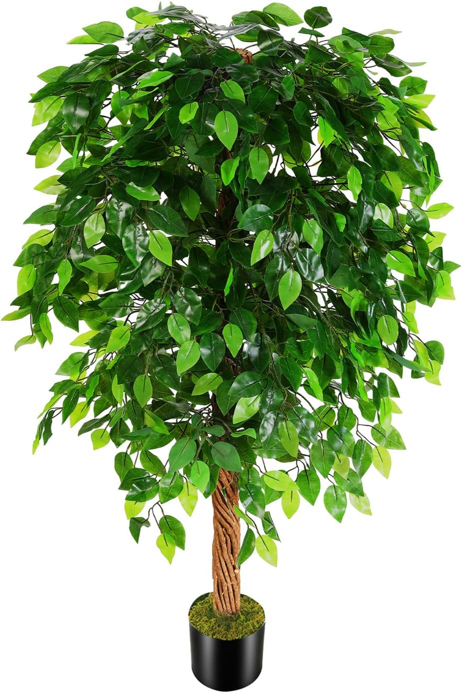OXLLXO 5ft Artificial Ficus Silk Tree (60in) with Plastic Nursery Pot Faux Tree, Fake Plant for Office House Farmhouse Living Room Home Decor (Indoor/Outdoor)