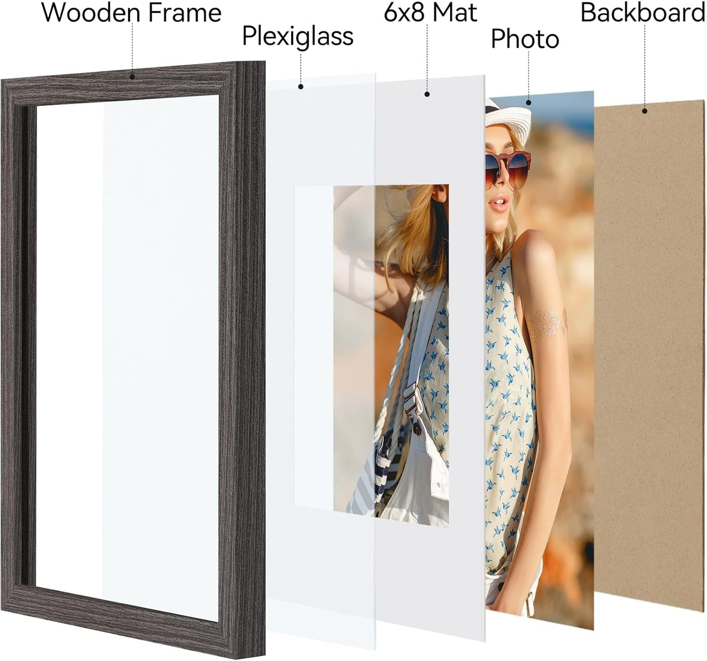 Vittanly 11x14 Picture Frame, Display Pictures 8x10 with Mat or 11x14 without Mat, Photo Frame for Wall Mounting, Black, 1 Pack - Colors B