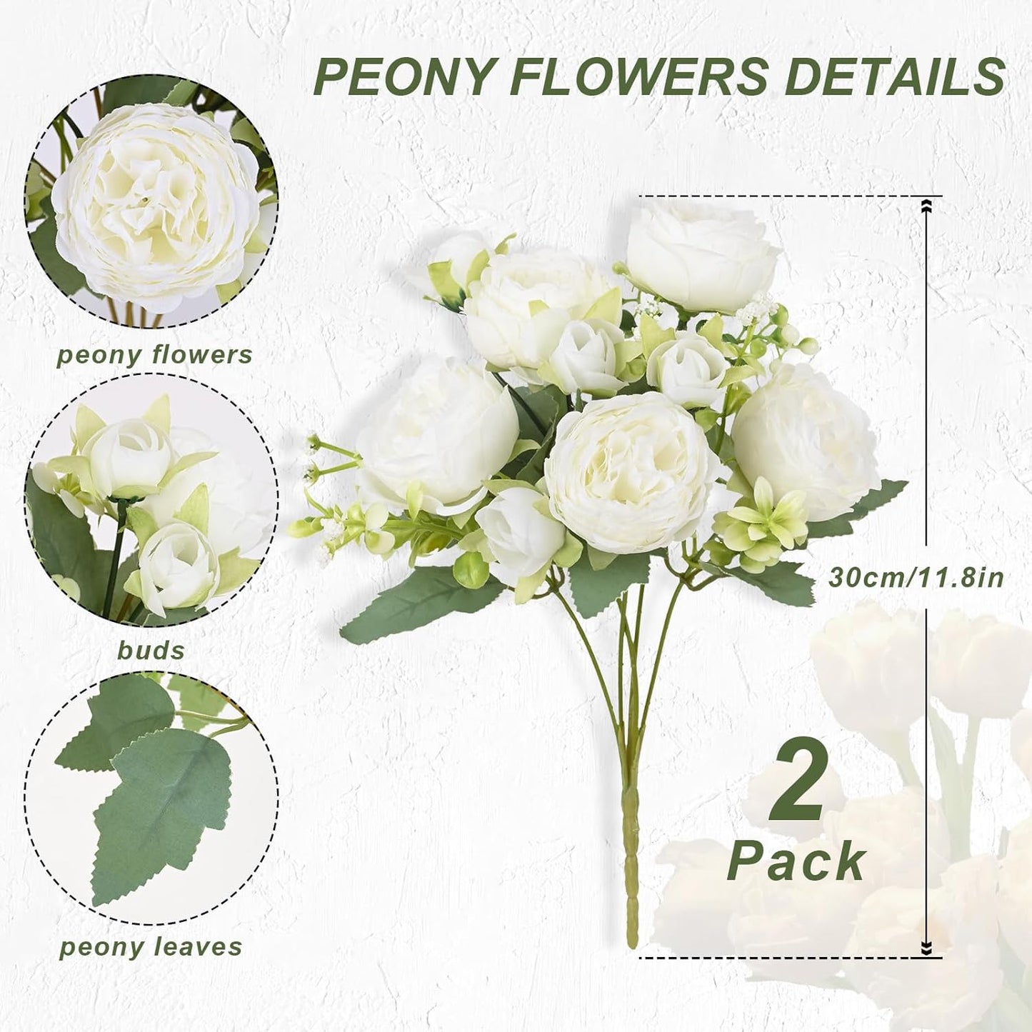 MARTINE MALL 2 Packs Peonies Artificial Flowers, Light Pink Artificial Peonies, Silk Peonies Flowers Fake Peonies Artificial Flowers Peonies Bouquet for Centerpiece Table Wedding Party Home Decor