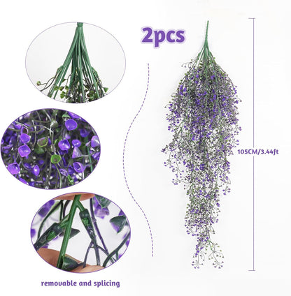 RECUTMS Fake Hanging Plants Artificial Ferns for Outdoor Hanging Faux Plants Vine Ivy Faux Fern Hanging Vines Wall Plants for Home Garden Party Wedding Decor (White 4P)