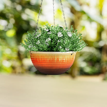12 inch Large Hanging Planters for Indoor Outdoor Plants, Set of 2 Glazed Hanging Flower Pots with Drainage Hole, Hanging Baskets for Garden Home Porch Decor