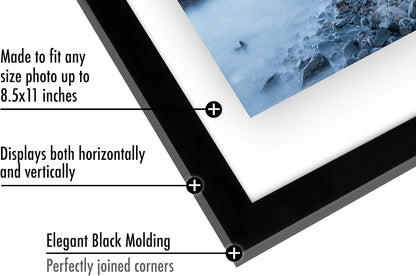Americanflat 8.5x11 Floating Picture Frame with Polished Crystal-Clear Glass - Set of 2 - Use as 5x7 Frame or Display 4x6 Photo - Signature Float Collection - Photo Frames for Wall Display - Black