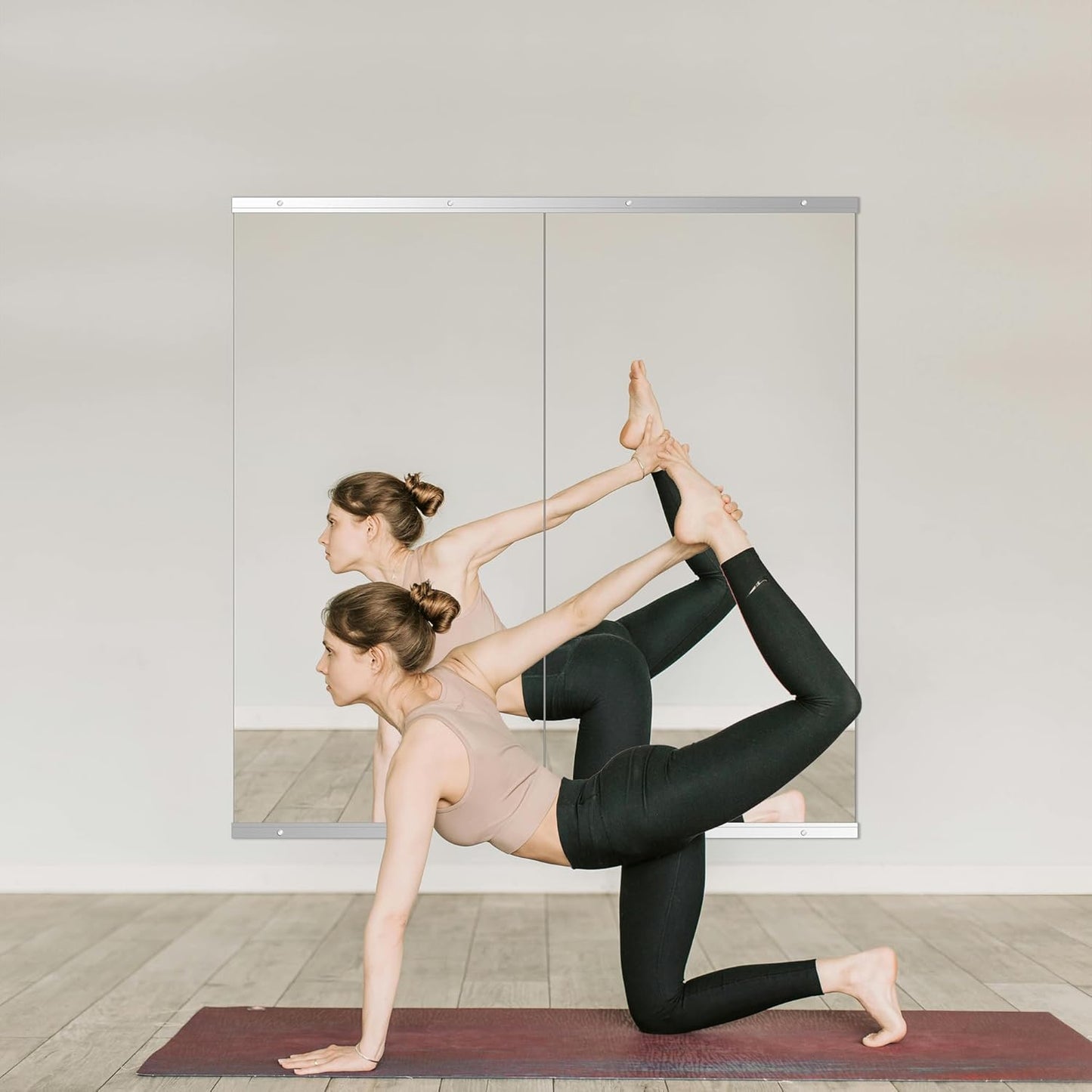 Ruomeng Home Gym Mirrors 12 Inch x 12Pcs Wall Mounted Mirror Glass Frameless Full Length Mirror Tiles for Home Gym, Bedroom, Door & Bathroom