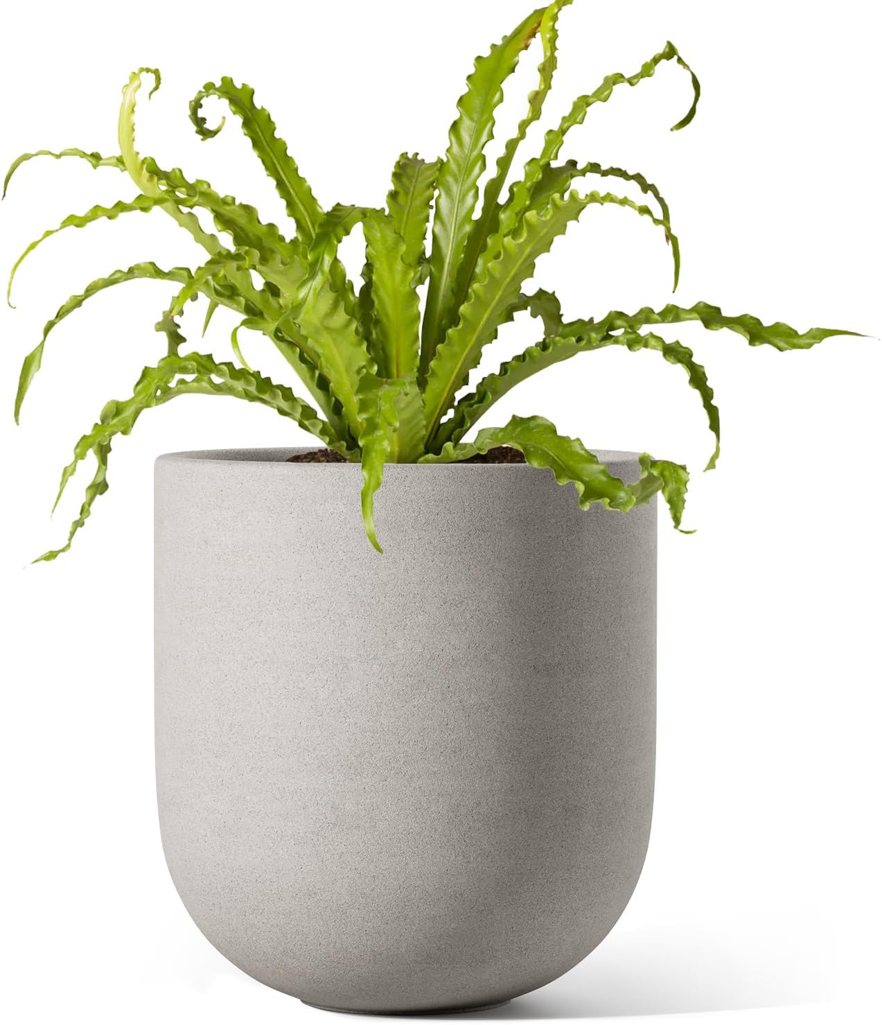 LE TAUCI 12 Inch Pots for Plants, Ceramic Large Planters for Indoor Plants, Indoor Plant Pots for Home Garden Patio Office, Planter Pots with Drainage Hole and Rubber Plug, Neutral Gray