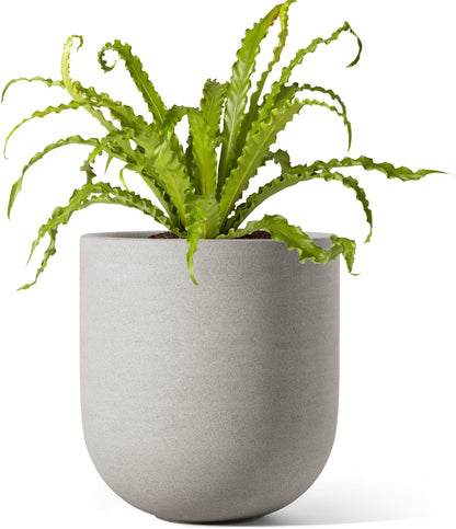 LE TAUCI 12 Inch Pots for Plants, Ceramic Large Planters for Indoor Plants, Indoor Plant Pots for Home Garden Patio Office, Planter Pots with Drainage Hole and Rubber Plug, Neutral Gray