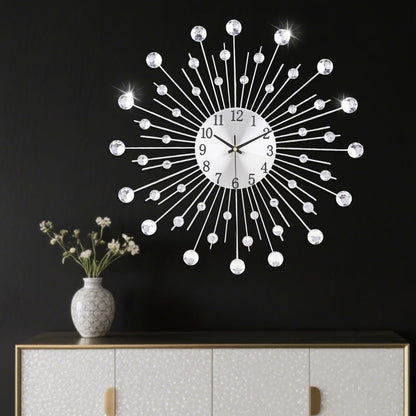 SIN&MI Large Wall Clocks, Silent Sunflower Shape Chic Decorative Wall Clock, Modern Non-Ticking Round Clock Dial Iron Metal Wall Clock for Living Room Decor Entrance Office Cafe 20 Inch