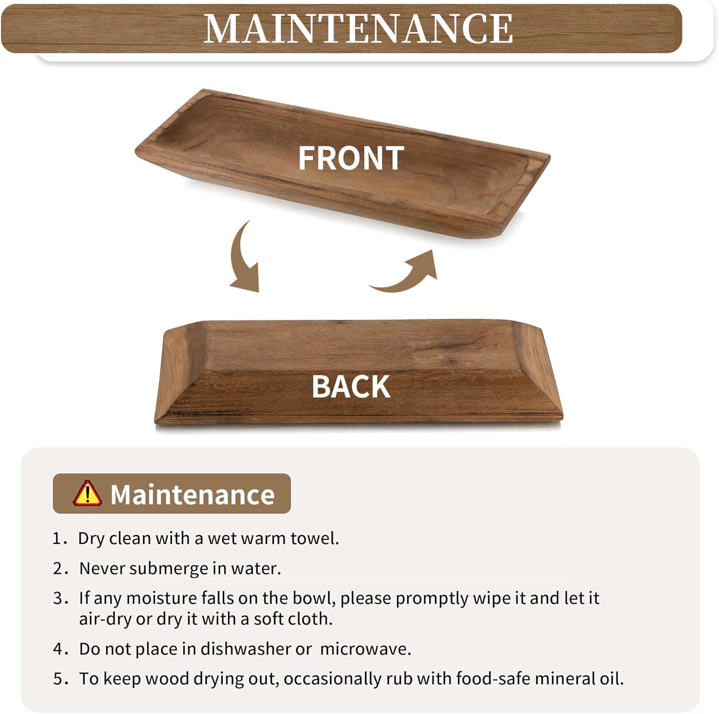 Hanobe Decorative Wooden Dough Bowl: Wood Bowl Decor for Entry Table Decor Coffee Table DecorDining Room Kitchen Decor, Brown