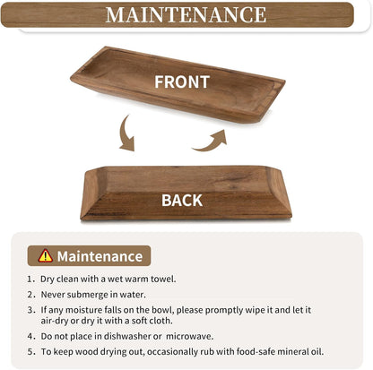 Hanobe Decorative Wooden Dough Bowl: Wood Bowl Decor for Entry Table Decor Coffee Table DecorDining Room Kitchen Decor, Brown