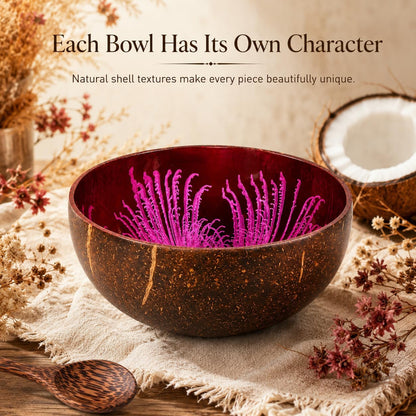 ChezMax Natural Coconut Bowl with Mother of Pearl Inlays - Key Bowl & Fruit Snack Holder (Blue-Gold)