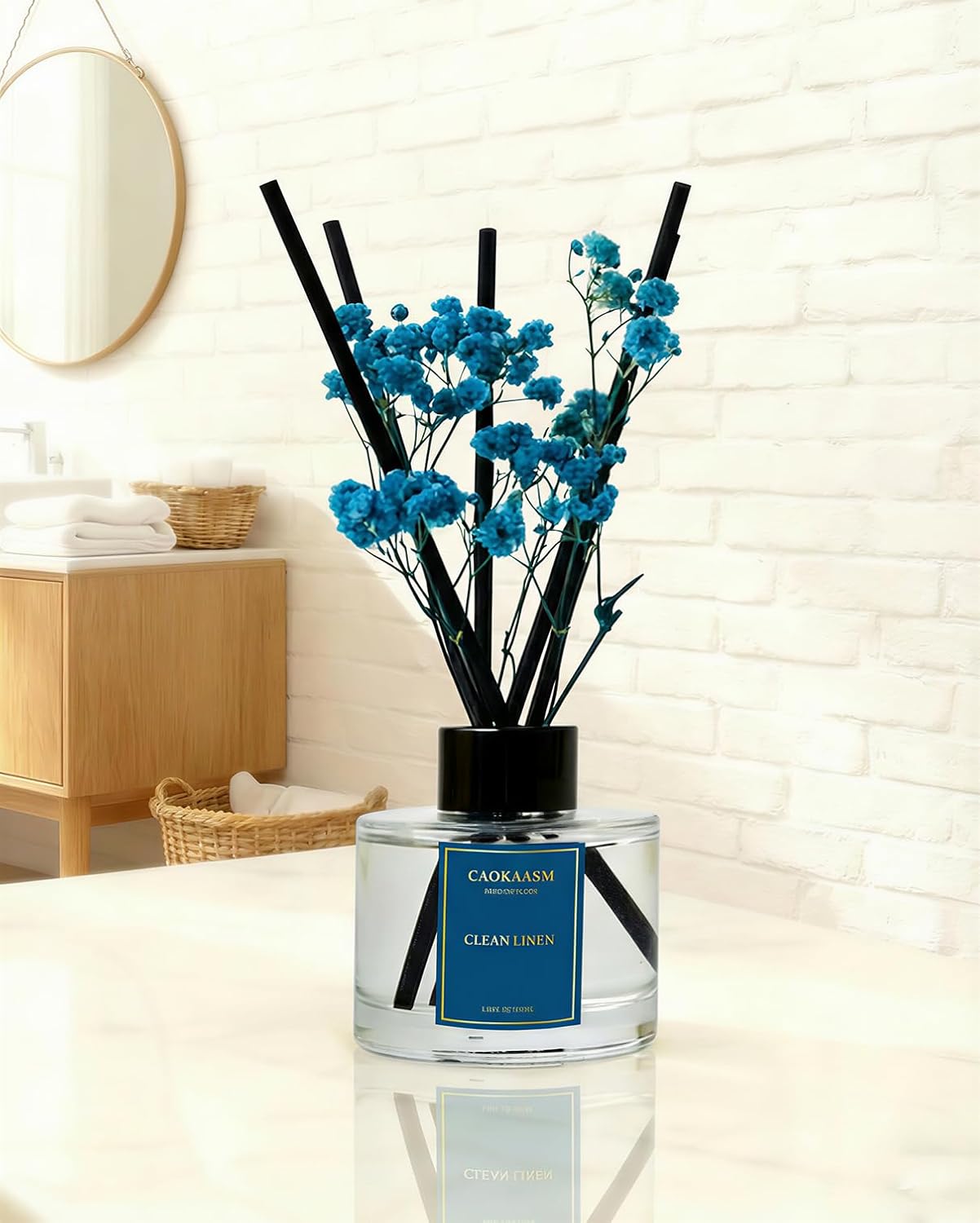 Reed Diffuser Set-Lemon Verbena Scent Fragrance Oil Diffuser with 6 Reed Sticks | Home & Bedroom Bathroom Decor,3.38 fl oz (100ml) (Lemon Verbena)