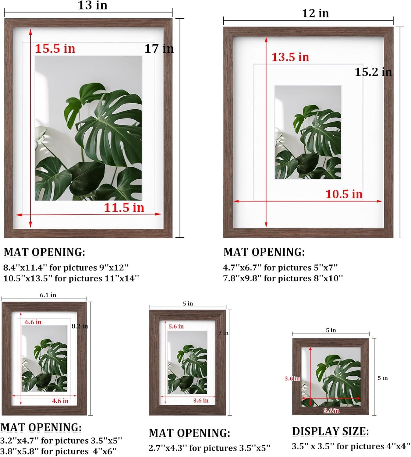 Egofine Picture Frame Set 12 Pack, Picture Frames Collage Wall Decor with Two 11x14, Two 8x10, Four 5x7, Four 4x6 for Wall and Tabletop, Made of Solid Wood, Covered by Plexiglass, Natural Wood