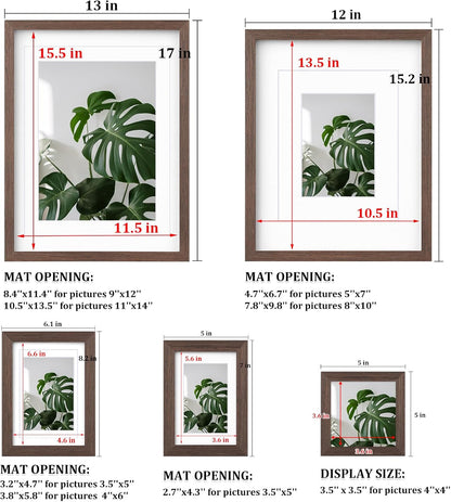 Egofine Picture Frame Set 12 Pack, Picture Frames Collage Wall Decor with Two 11x14, Two 8x10, Four 5x7, Four 4x6 for Wall and Tabletop, Made of Solid Wood, Covered by Plexiglass, Natural Wood