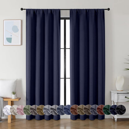 Simplebrand Ava Sage Green Blackout Curtains for Bedroom 63 Inch Length 2 Panels Set, Solid Thermal Insulated Energy Saving Rod Pocket Window Treatment Curtains Blackout Drapes, W40 x L63 Inch, Sage - Colors B