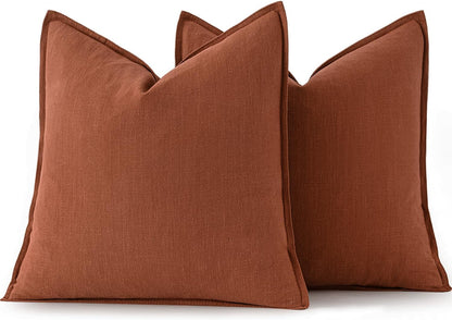 MIULEE Decorative Linen Euro Sham Pillow Covers 26x26 Cream White Boho Farmhouse Neutral Couch Throw Pillows for Bed Pack of 2 Accent Modern Pillowcase Sofa Livingroom Home Decor