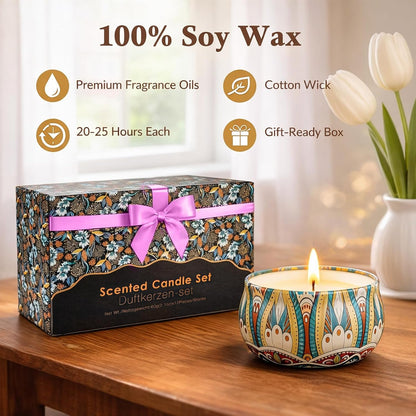 Scented Candles Gift Set, 12 Pack Soy Wax Candles for Home, 12 Scents, Aromatherapy Travel Tins with Gift Box for Women, Birthday, Housewarming, Relaxation