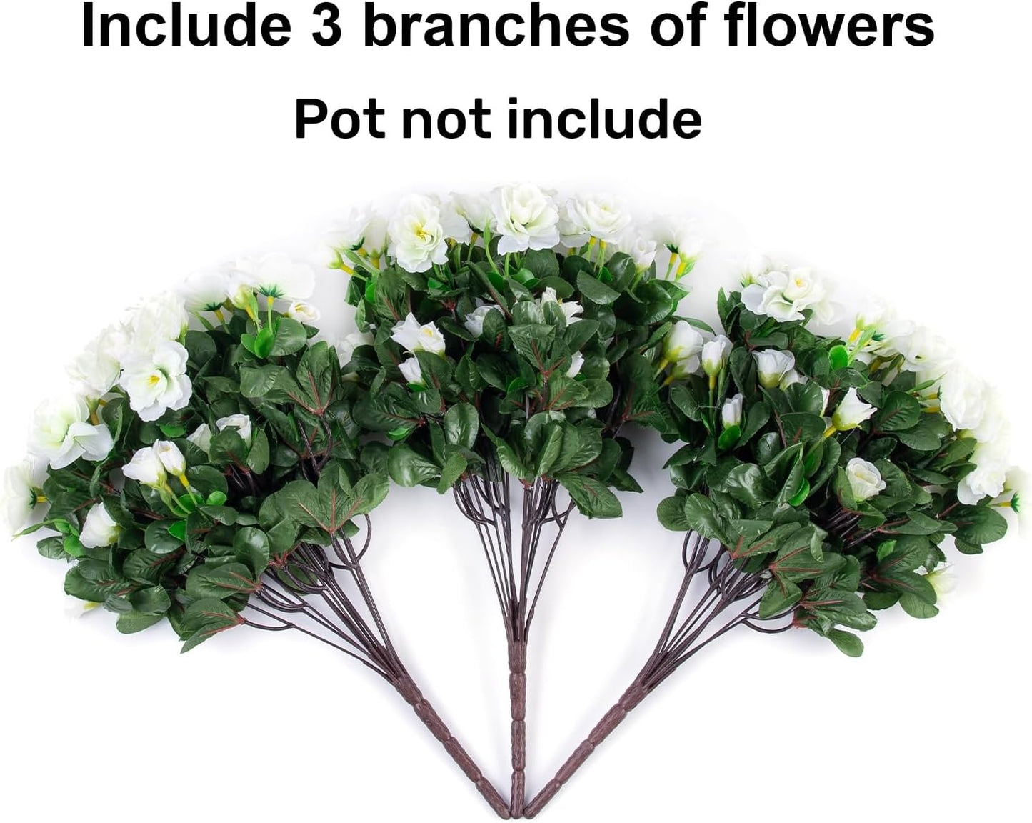 Ivydale Artificial Fake Flowers Plants for Outdoor Outside Spring Decor, Faux Silk Yellow Camellia UV Resistant Look Real for Planter Pot Porch Patio Balcony Garden Yard, 3 Large Bundles