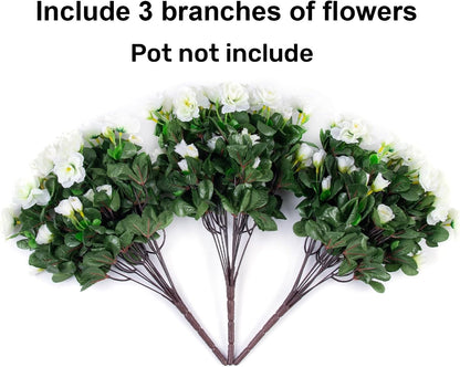 Ivydale Artificial Fake Flowers Plants for Outdoor Outside Spring Decor, Faux Silk Yellow Camellia UV Resistant Look Real for Planter Pot Porch Patio Balcony Garden Yard, 3 Large Bundles
