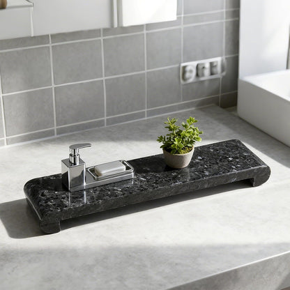 Natural Marble Tray Marble Pedestal Stand for Kitchen Counter, Bathroom, Home Decor, Small Plant Tray 4.02" x 15.98" Soap Dish Holder for Jewelry, Vanity, Counter Luxury Decorative Tray (Kashmir Gold)