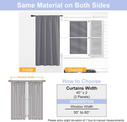 Simplebrand Ava Sage Green Blackout Curtains for Bedroom 63 Inch Length 2 Panels Set, Solid Thermal Insulated Energy Saving Rod Pocket Window Treatment Curtains Blackout Drapes, W40 x L63 Inch, Sage - Colors B